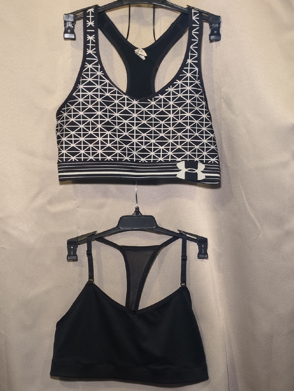 2 Pack Black & White Geometric Sports Bra Set